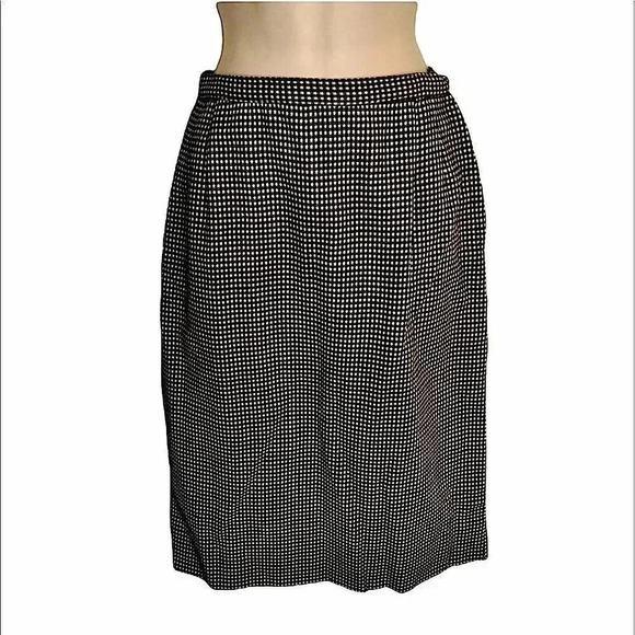 𝅺Vintage MCM 100% wool brown houndstooth pencil skirt S - Picture 3 of 13